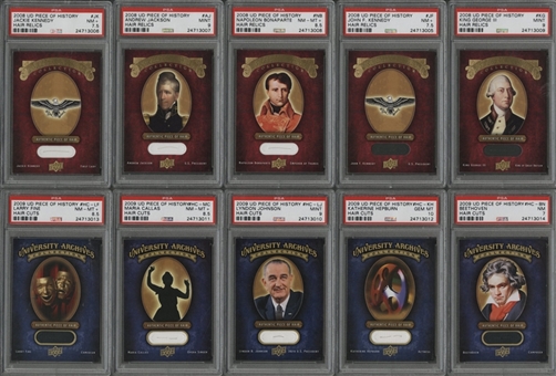 2008 Upper Deck Piece of History "Hair Relics" PSA-Graded Collection (10 Different)
